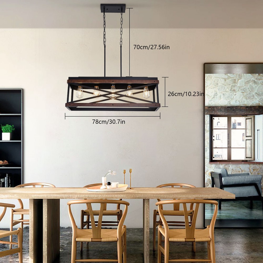 Fixture Rustic Farmhouse Kitchen Island Light 5 Lights Industrial Pendant Light