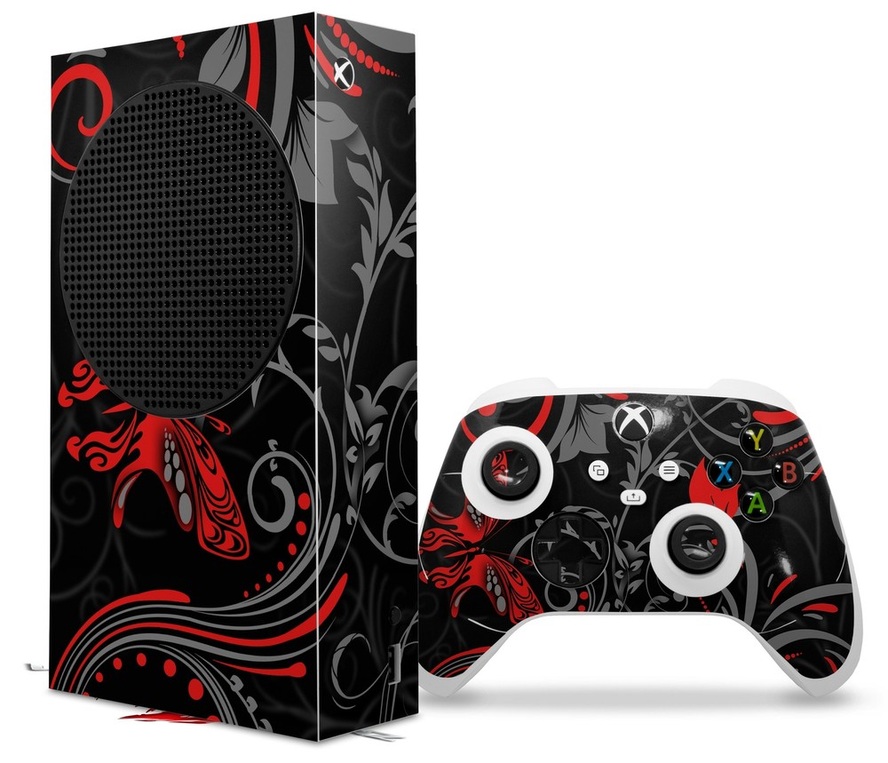 Skins XBOX Series S Console Controller Twisted Garden Gray Red