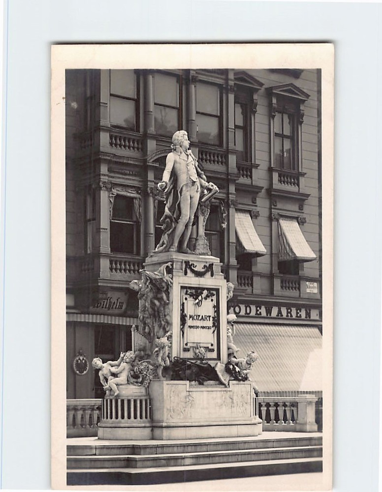 Postcard Mozart Monument in Vienna Austria
