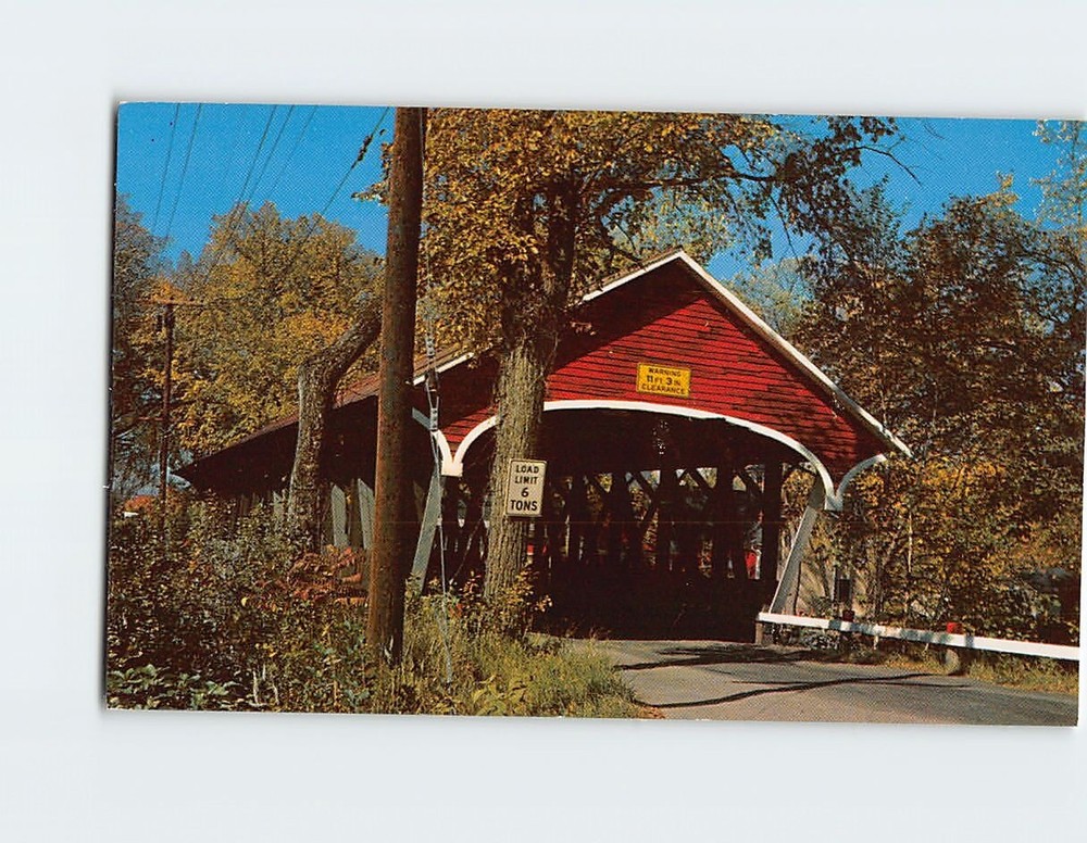 Postcard Mechanic Street Covered Bridge Lancaster New Hampshire USA