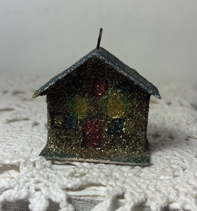 Vintage Mini Putz House Christmas Ornament Cardboard Mica West Germany