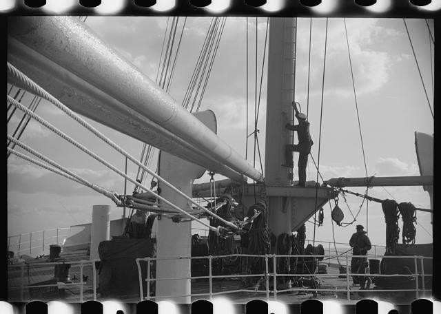 Photo:S.S. Coamo At Sea New York 1941 Ship Deck Crew Sailing