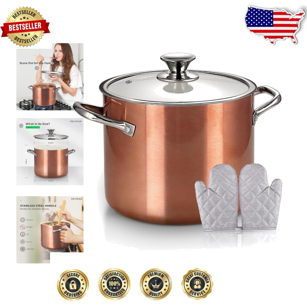 Elegant Rose Gold 7 QT Nonstick Stockpot - Oven Safe for Family Meals & More