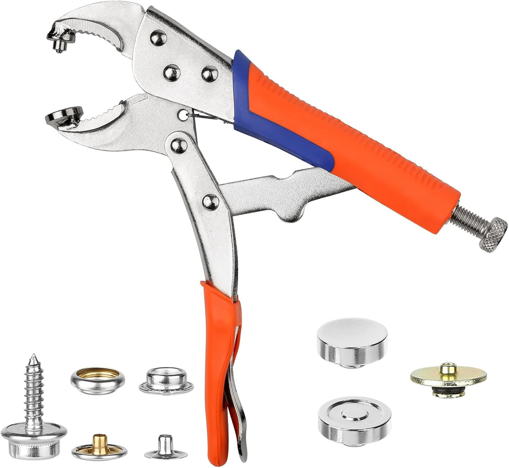 Heavy Duty Snap Fastener Tool (3 Replaceable Dies), Adjustable Snap Buttons Kit