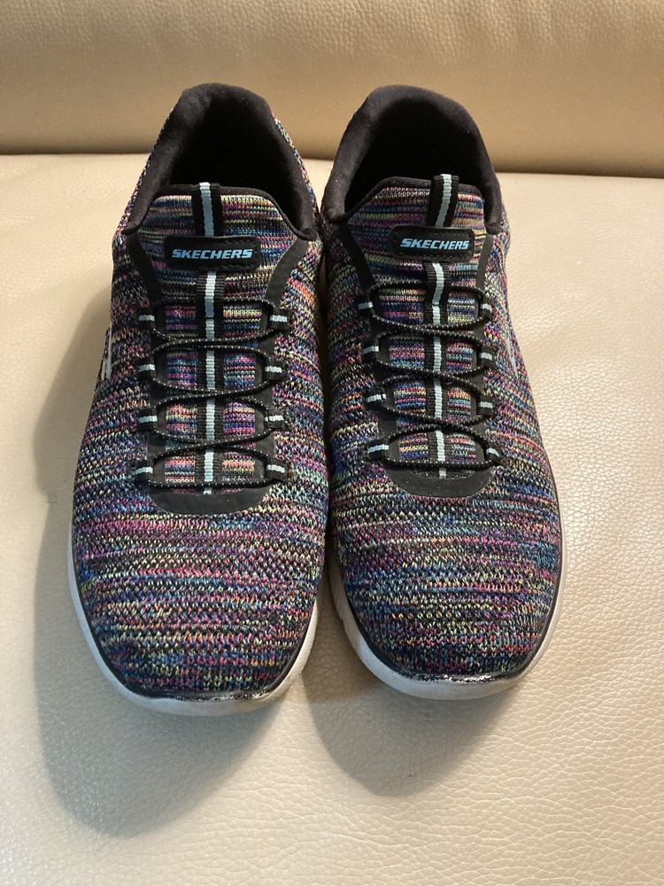 Skechers Women’s Memory Foam Size 11 Black Multi Color Slip Ons