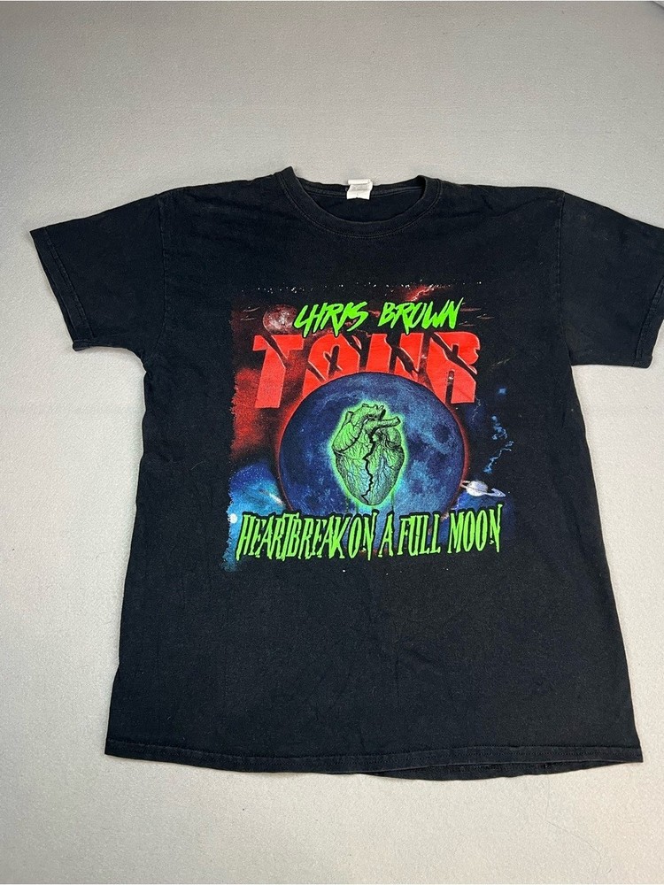 Chris Brown Concert Tshirt Black Size M Heartbreak On A Full Moon Tour 2018