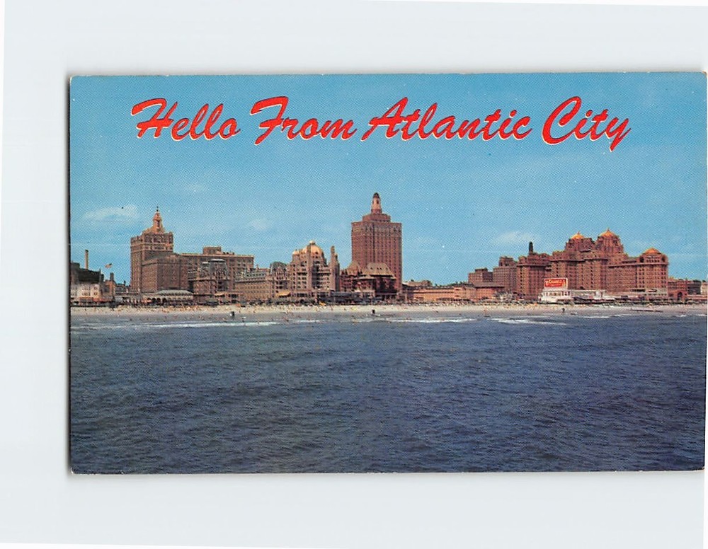 Postcard Famous Skyline Hello from Atlantic City New Jersey USA