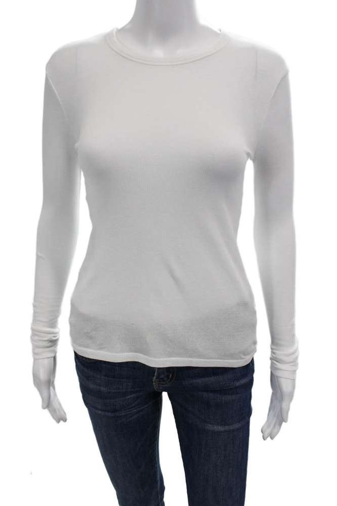 Pharaoh Womens Cotton Long Sleeve Round Neck Basic T-Shirt White Size XSFree Shipping in US $100+ Orders | $6.95 Orders Below