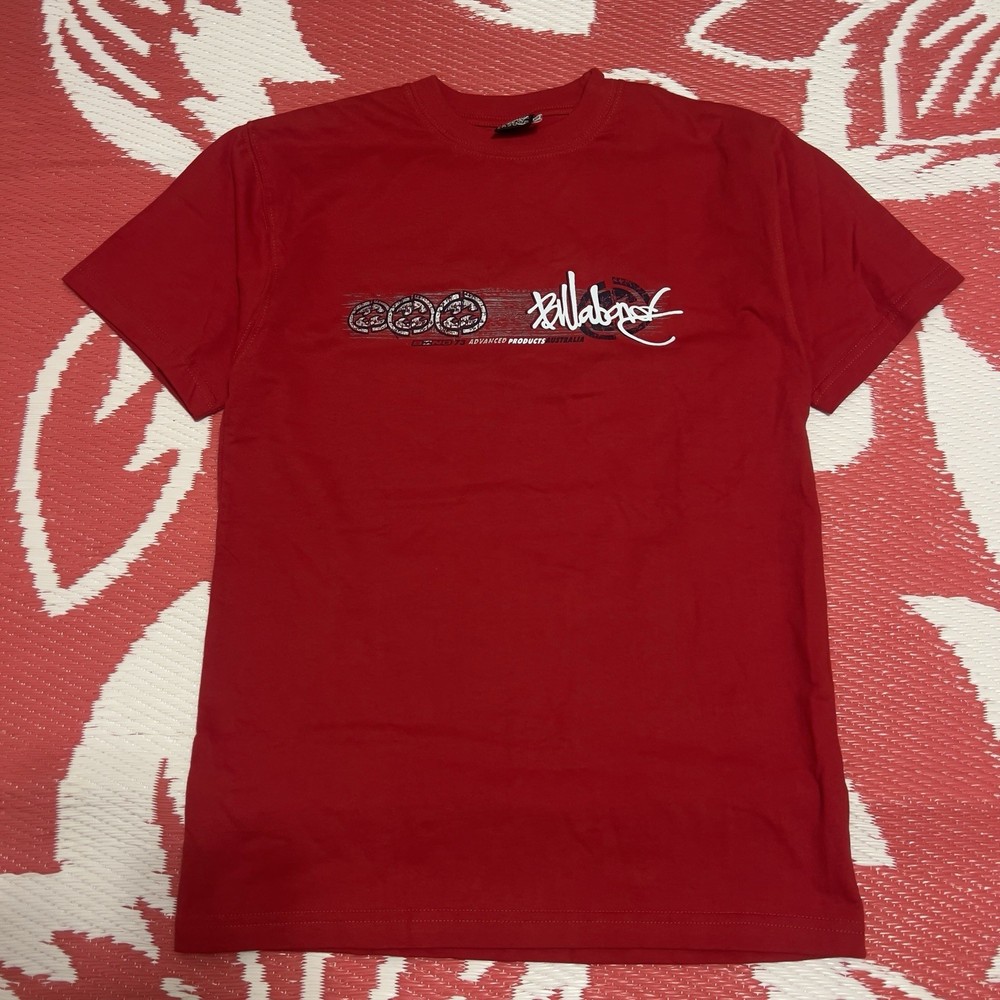 2000s Billabong Men's S Red Graphic Logo Surf T-Shirt