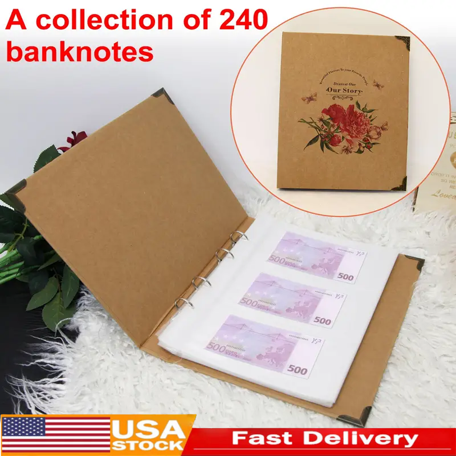 Storage Holder Album Banknote Paper Money Collection Stamps Folder 240 Pockets