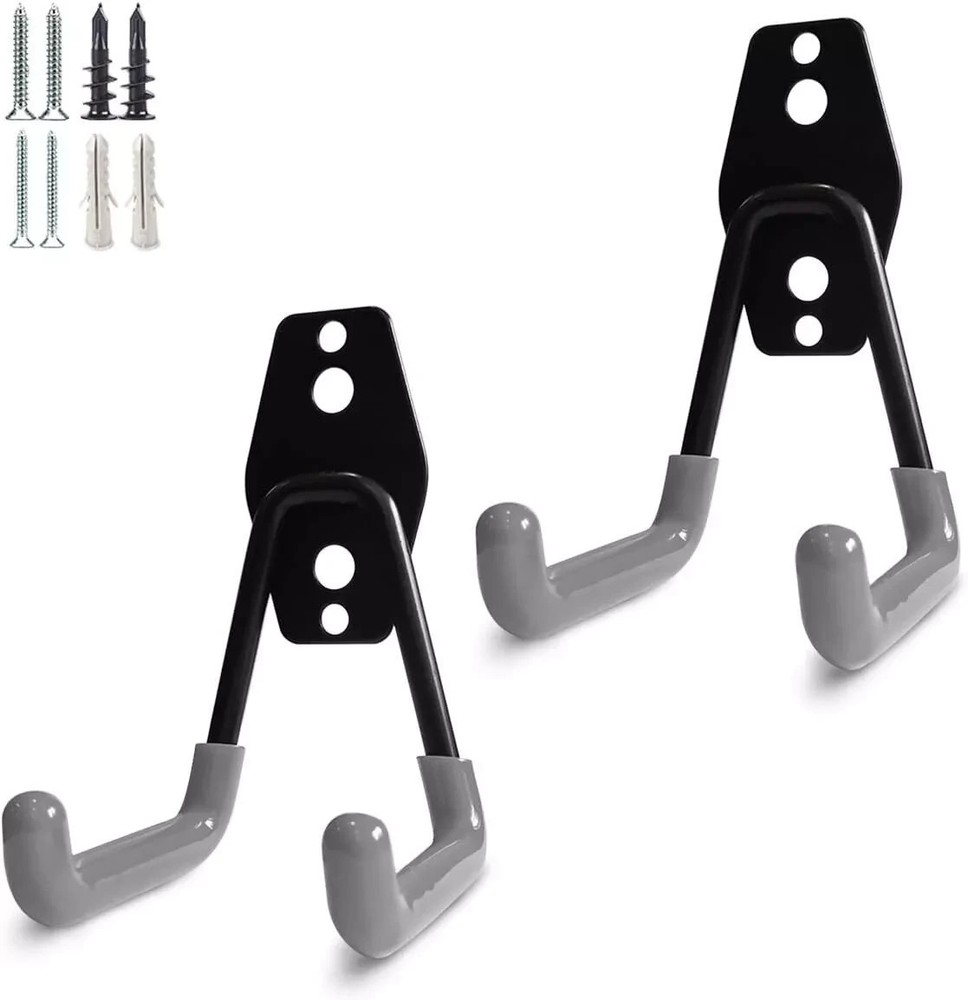 2 Pack Garage Storage Utility Hooks，Garage Garden Tool Organizer，Steel Gray