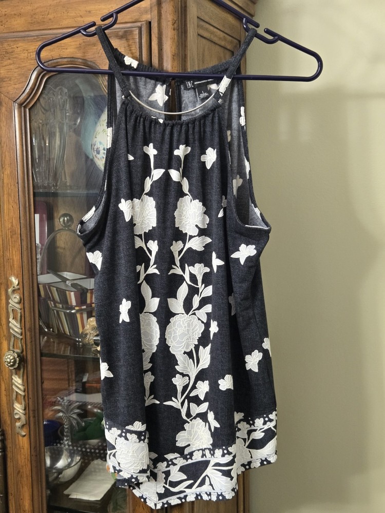 INC INTERNATIONAL CONCEPTS Large White Raised-Print Stretch Halter Top Bar Macys