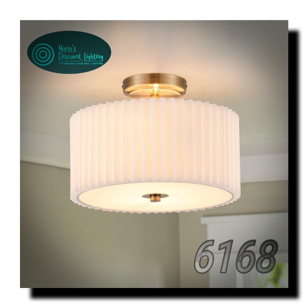 VONLUCE Semi Flush Mount Ceiling Light, 13'' Drum Ceiling Light Fixture with...