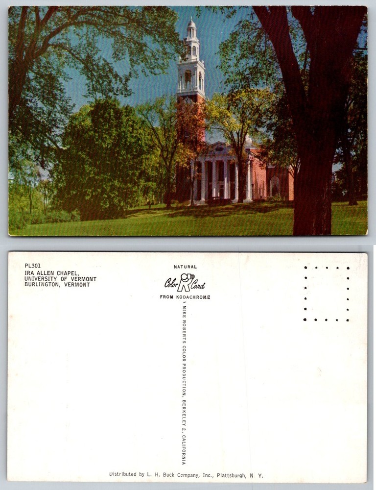 Ira Allen Chapel University of Vermont Burlington VT Chrome Postcard