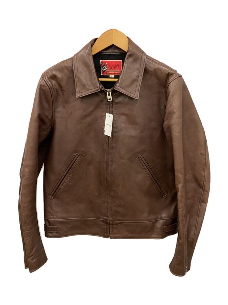 Radiall Cowhide Leather Blouson Jacket Size 38 Brown with Stains Model Rad-14Aw-Jk003