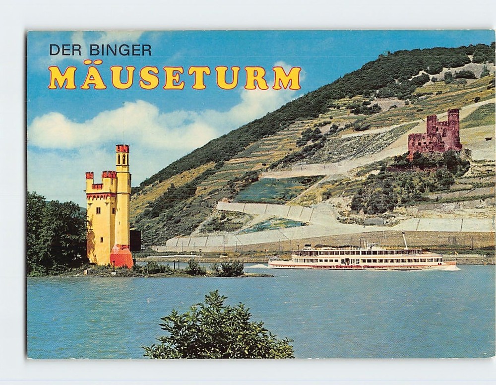 Postcard Bingen Mouse Tower Germany