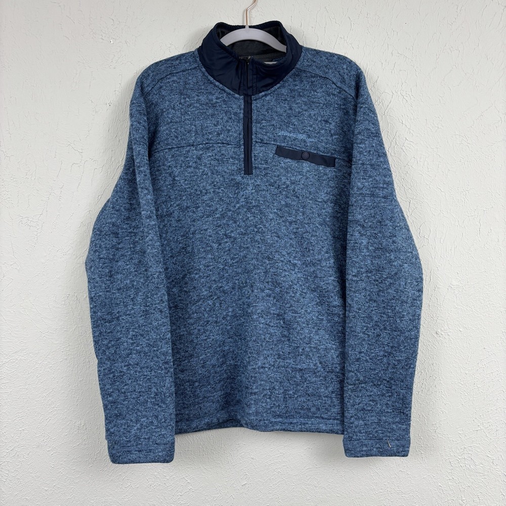 Eddie Bauer Sweater Men Sz  M Blue Pull Over Jacket Heather Outdoors Quarter Zip