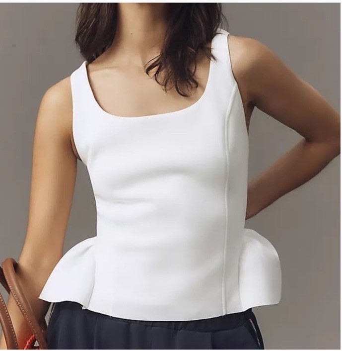 Maeve Peplum Tank Top White XS NWT