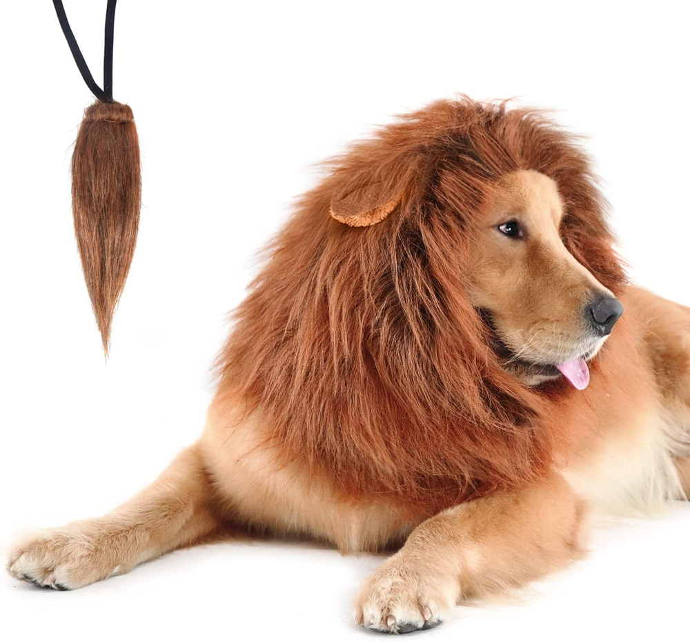 Lion Mane for Dog Costumes, Dog Lion Mane, Realistic Lion Wig for Medium to Larg