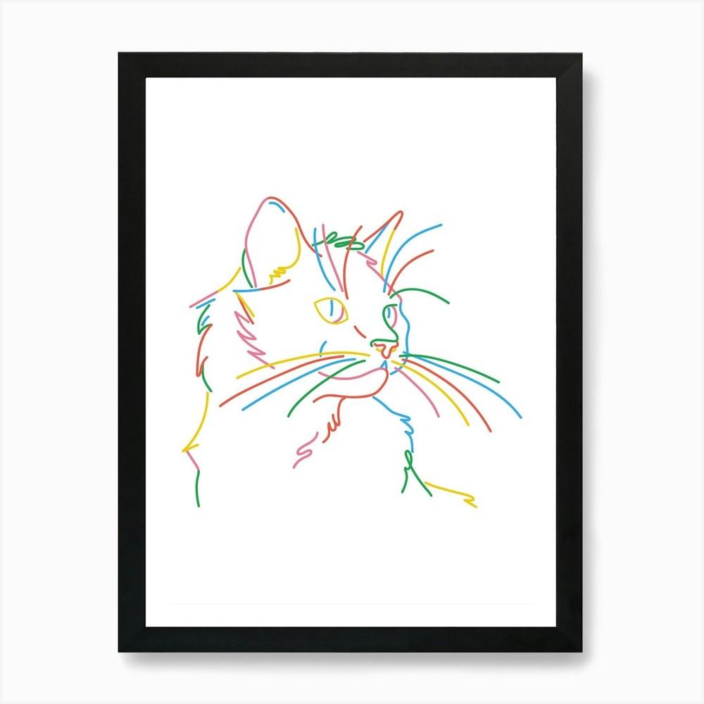 Cat Art Print Framed Canvas Wall Decor Poster Picture  