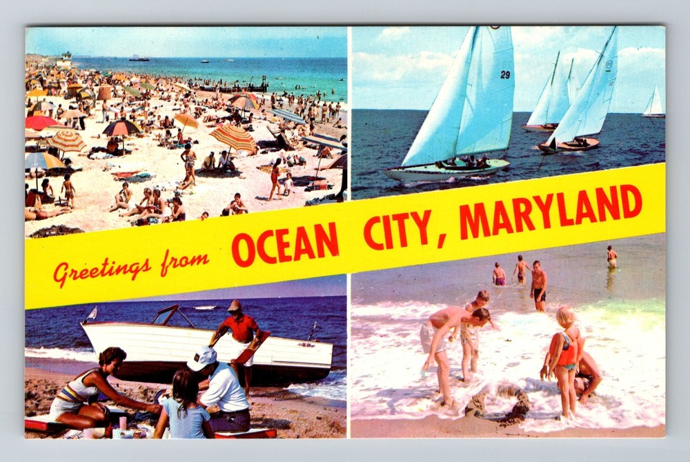 Ocean City MD-Maryland General Banner Greetings Old Souvenir Vintage Postcard