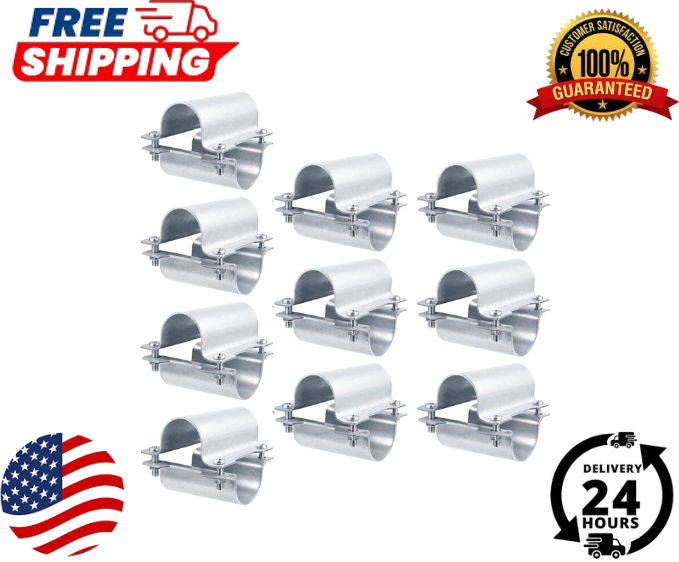 10 Set Greenhouse Cross Grid Pipe Connector Clamps Purlin Bracket Fit 1-3/8 Inch