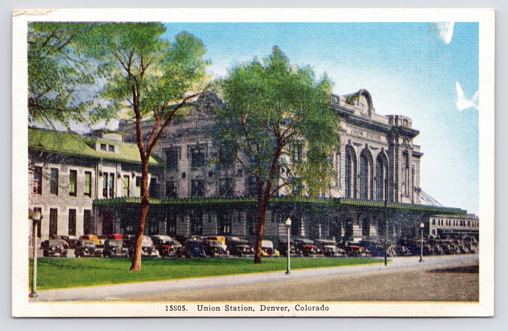c1920s Union Station Downtown Railroad Train Depot Denver Colorado CO Postcard