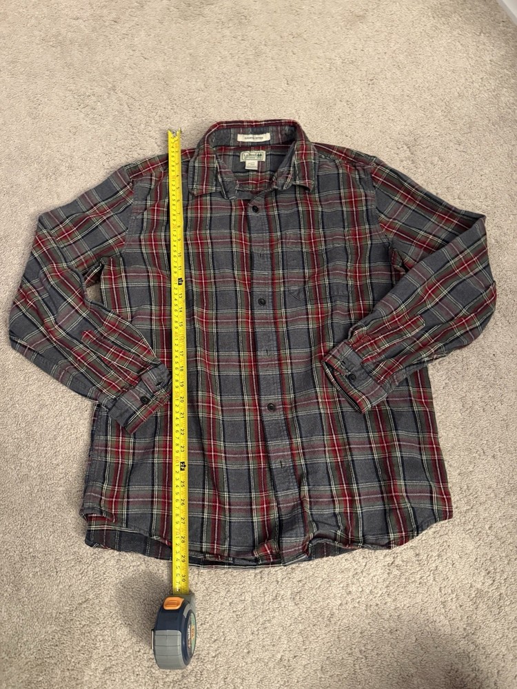 L.L.Bean Mens L Plaid Flannel Shirt Slightly Fitted Red Navy Green Cotton
