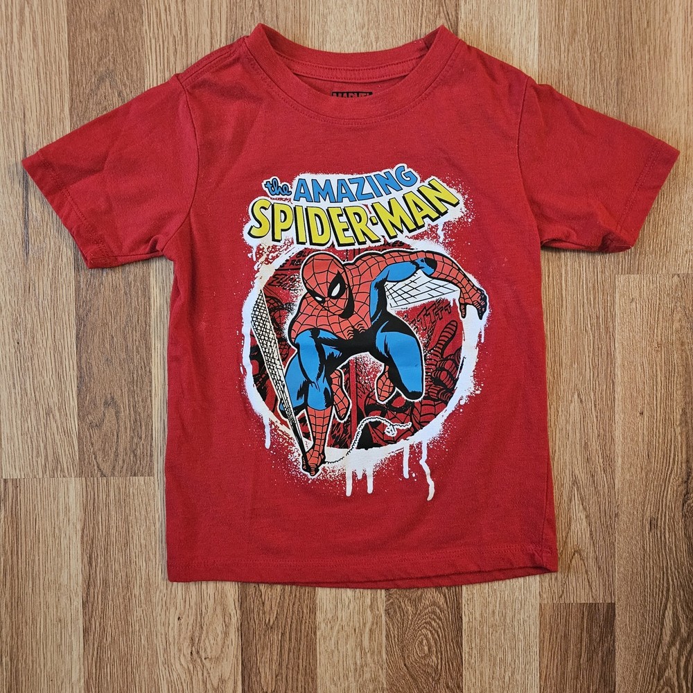 Boys XS (4/5) Marvel Amazing Spider-Man  Red T-Shirt Officially Licensed