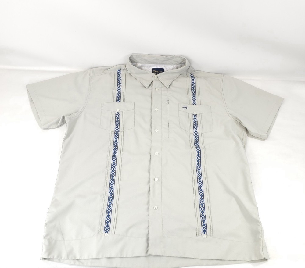 Texas Standard Men's Gray Short Sleeve Guayabera Libre Shirt Size XXL