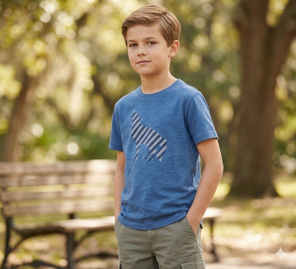 Hanna Andersson T Shirt Boys 140 US Sz 10 Wolf Howl Graphic 100% Cotton Casual