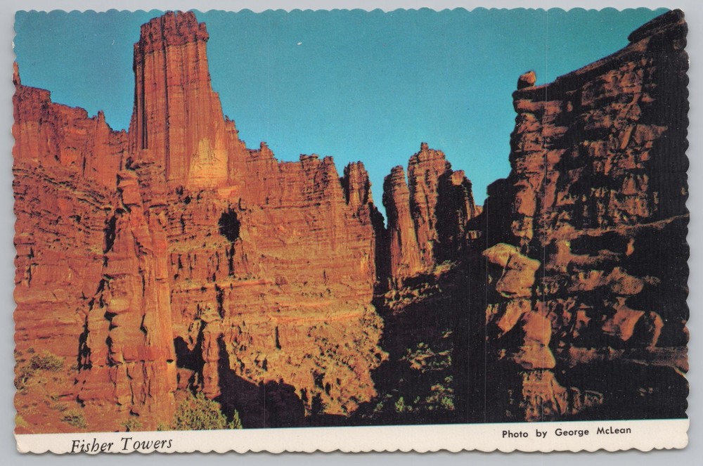 Moab Utah~Fisher Tower~Red Sandstone~Continental Postcard