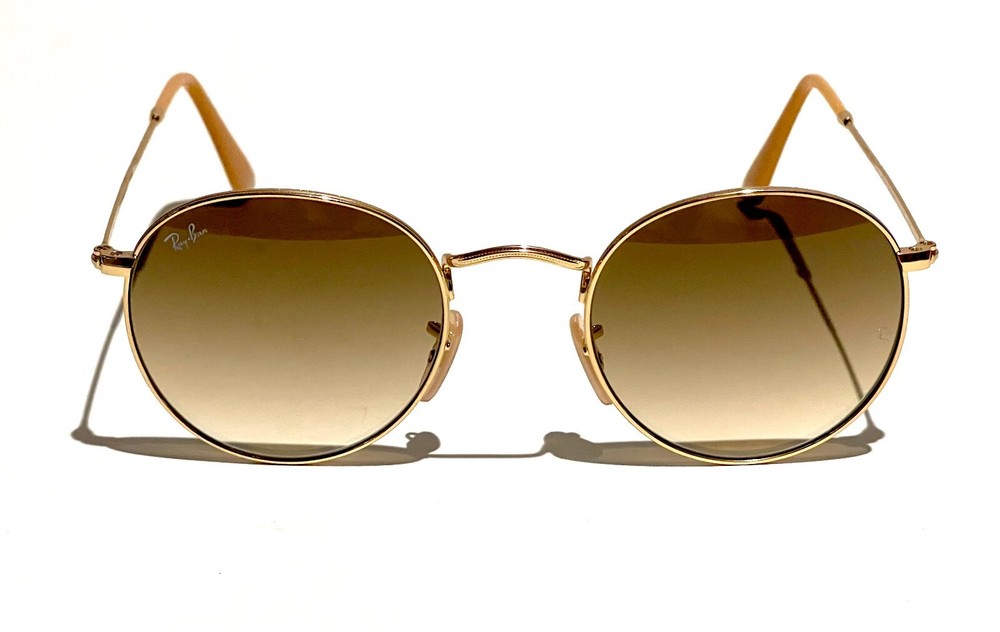 Ray-Ban Round Metal RB3447 112/51 Light Brown Gradient Lens with Gold Frame 50mm