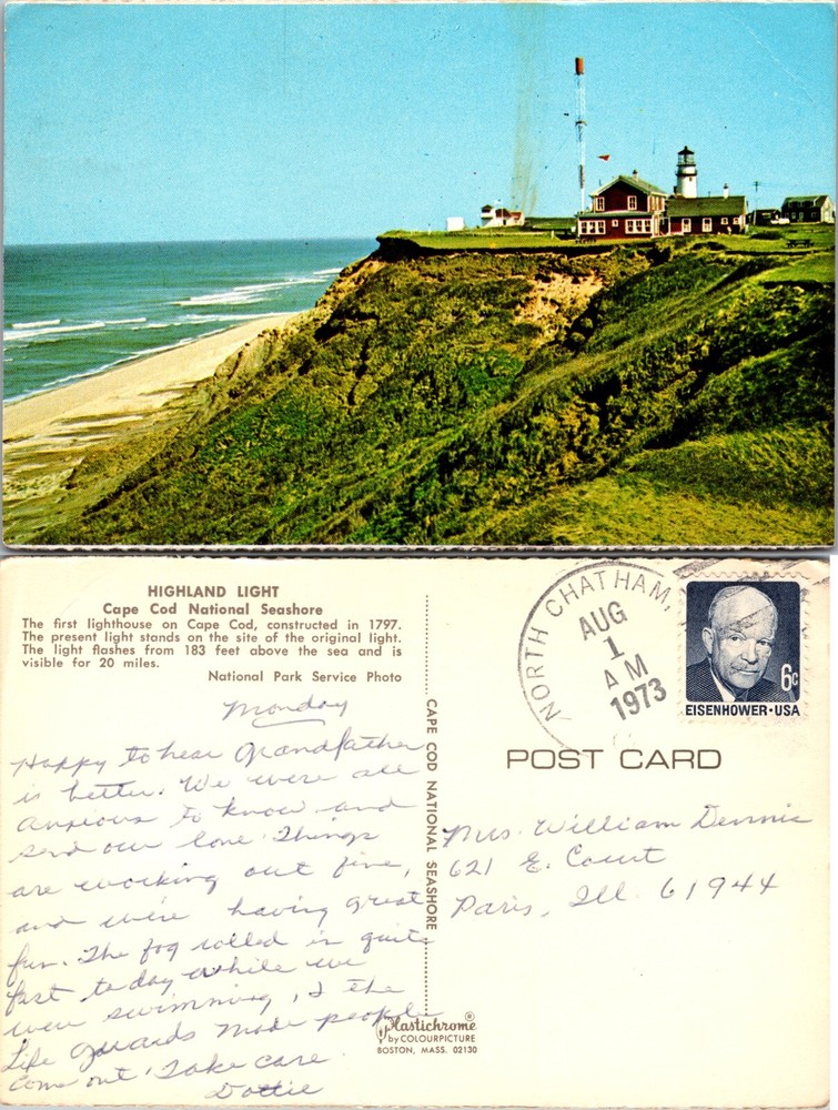 Highland Light Cape Cod National Seashore Massachusetts MA Postcard