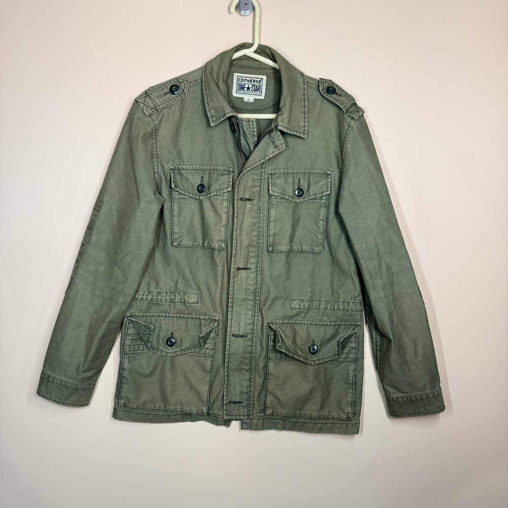 Converse One Star Full Zip Military Utility Jacket Green Men's Size Small S