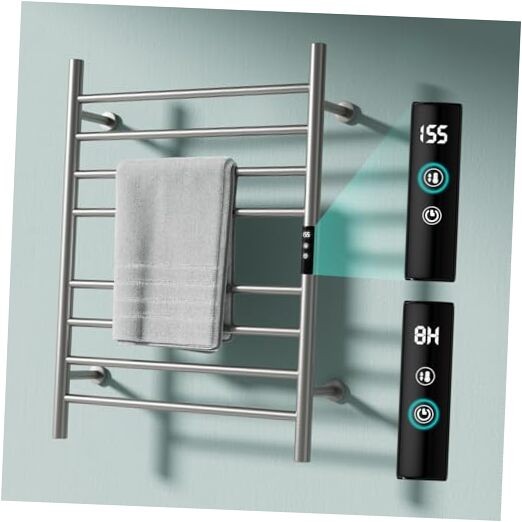 8-Bar Brushed Heated Towel Warmer Rack for Bathroom