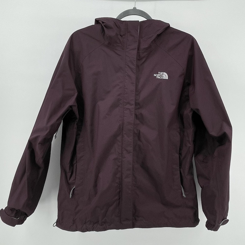 The North Face HyVent Rain Jacket Womens L Purple Hooded Windbreaker Shell