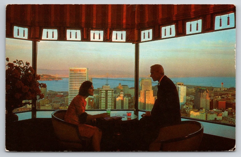Vintage Top of the Mark San Francisco Postcard Mirro-Krome Nob Hill View