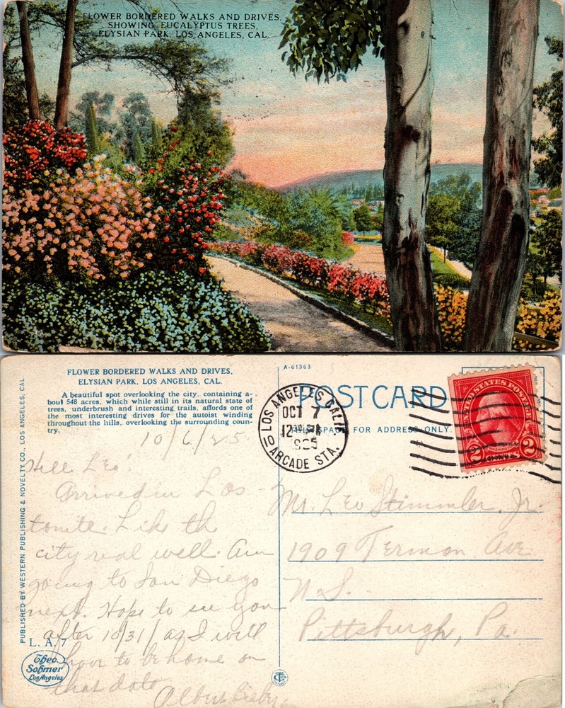 Elysian Park Flower Walks Los Angeles CA Postcard