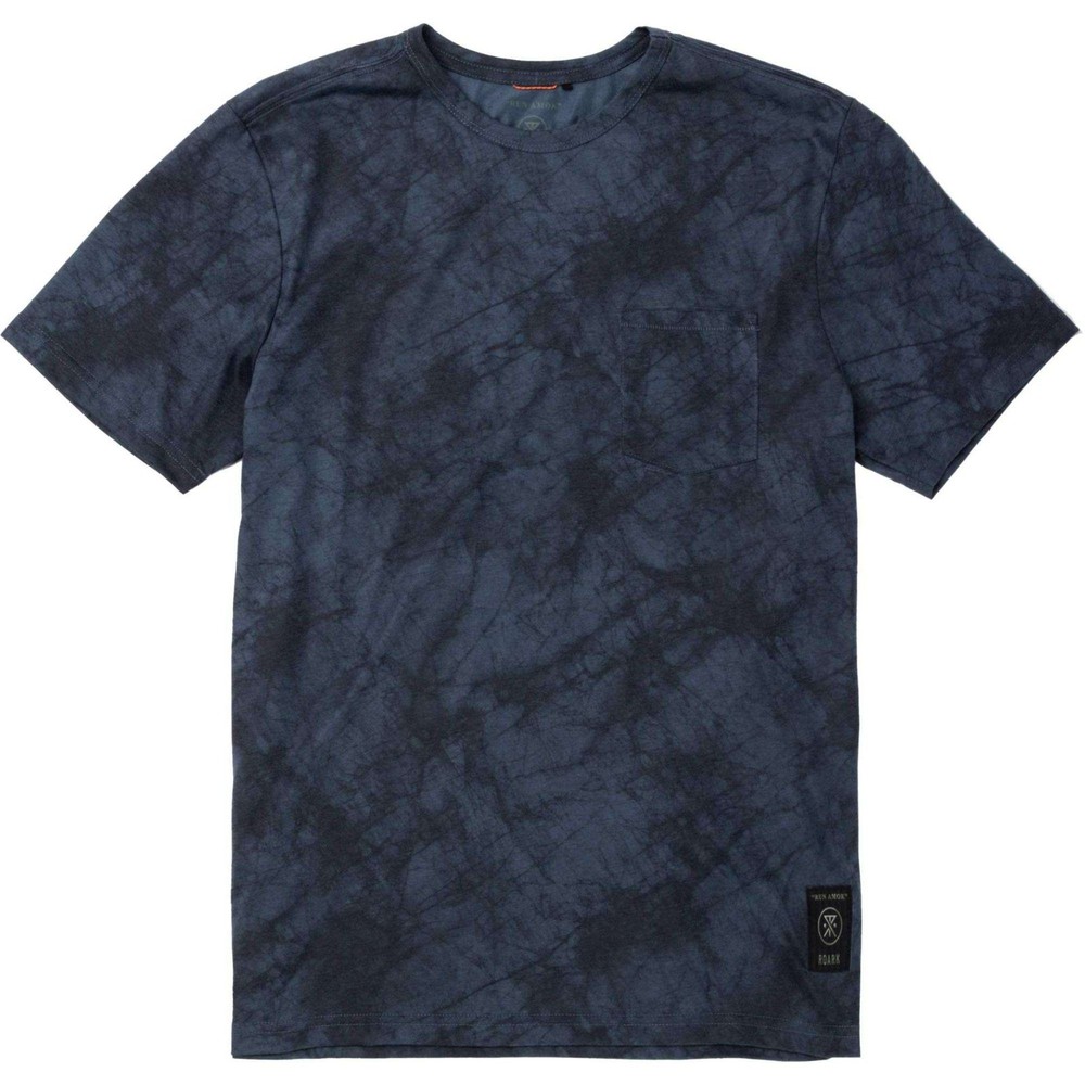 Roark Mathis Tie Dye Men's Run Amok Pocket Tee XL Navy S/S Active NEW #5792