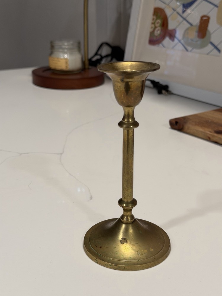 Vintage Brass Candlestick Holder 6”T Antique Made In India