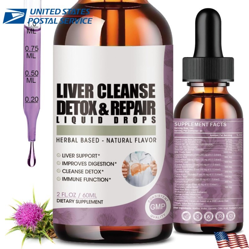 2 Pack Liver Cleanse Drops Milk Thistle Artichoke Liver Detox Supplement