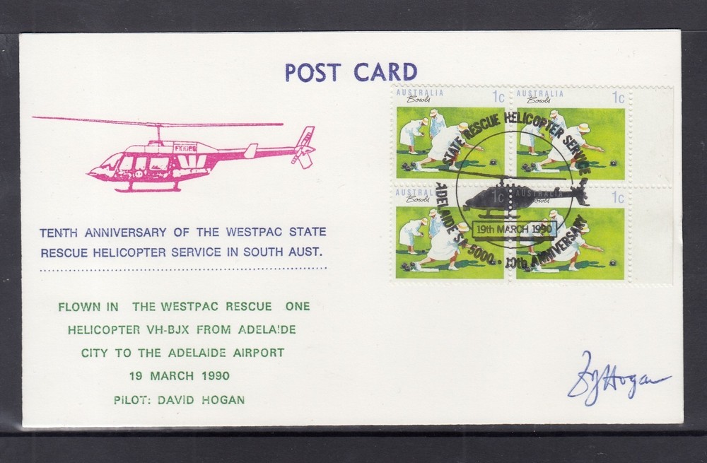 Australia 1990 Westpac Rescue Helicopter 10th Anniversary Signed Card