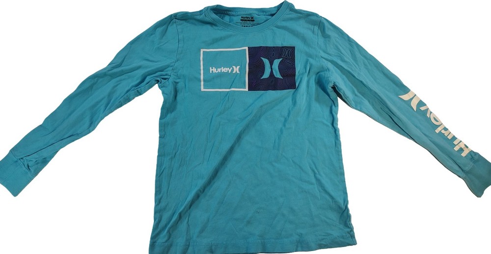 Boy's Light Blue Large Long Sleeve Hurley Graphic Logo T-Shirt