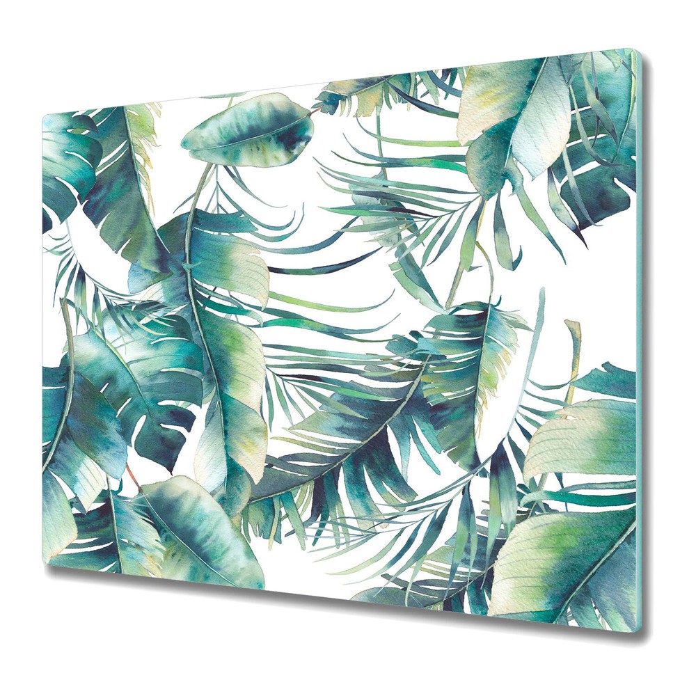 Glass Chopping Board Worktop Saver Leaves Explosion Vintage Palm Leaf 60x52