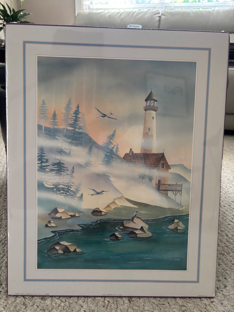 Vintage 16x20 Ready to Hang or Frame Print New T.C. Wood Lighthouse