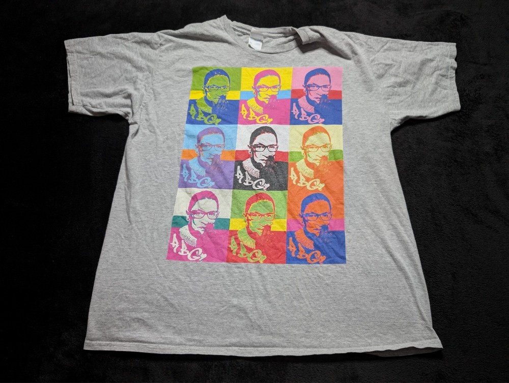 Ruth Bader Ginsburg RBG Pop Art XL Graphic Tee Port & Company Gray Streetwear