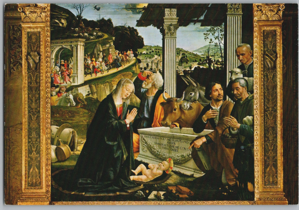 Adoration of the Shepherds D. Ghirlandaio Santa Trinita Firenze Italy Postcard