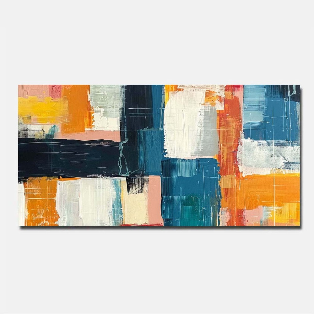 Hand Painted Oil Painting On Canvas Home Decor Blue Graffiti Abstract Wall Art-image
