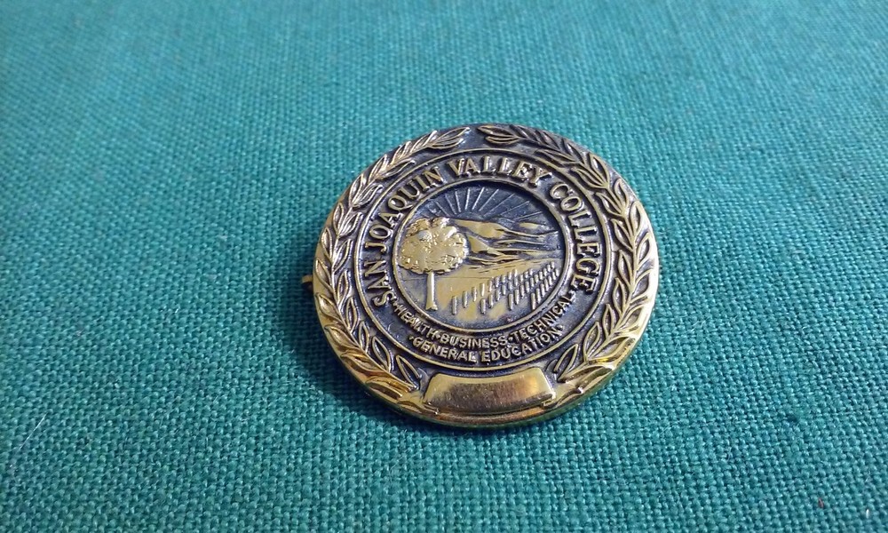 San Joaquin Valley Gold-Tone Metal Round Brooch Pin 1